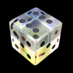 TDSO Zircon Glass Rainbow & Black 6 x D6 Spot Dice Set
