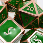 TDSO Metal Script Copper & Green 7 Dice Polyset