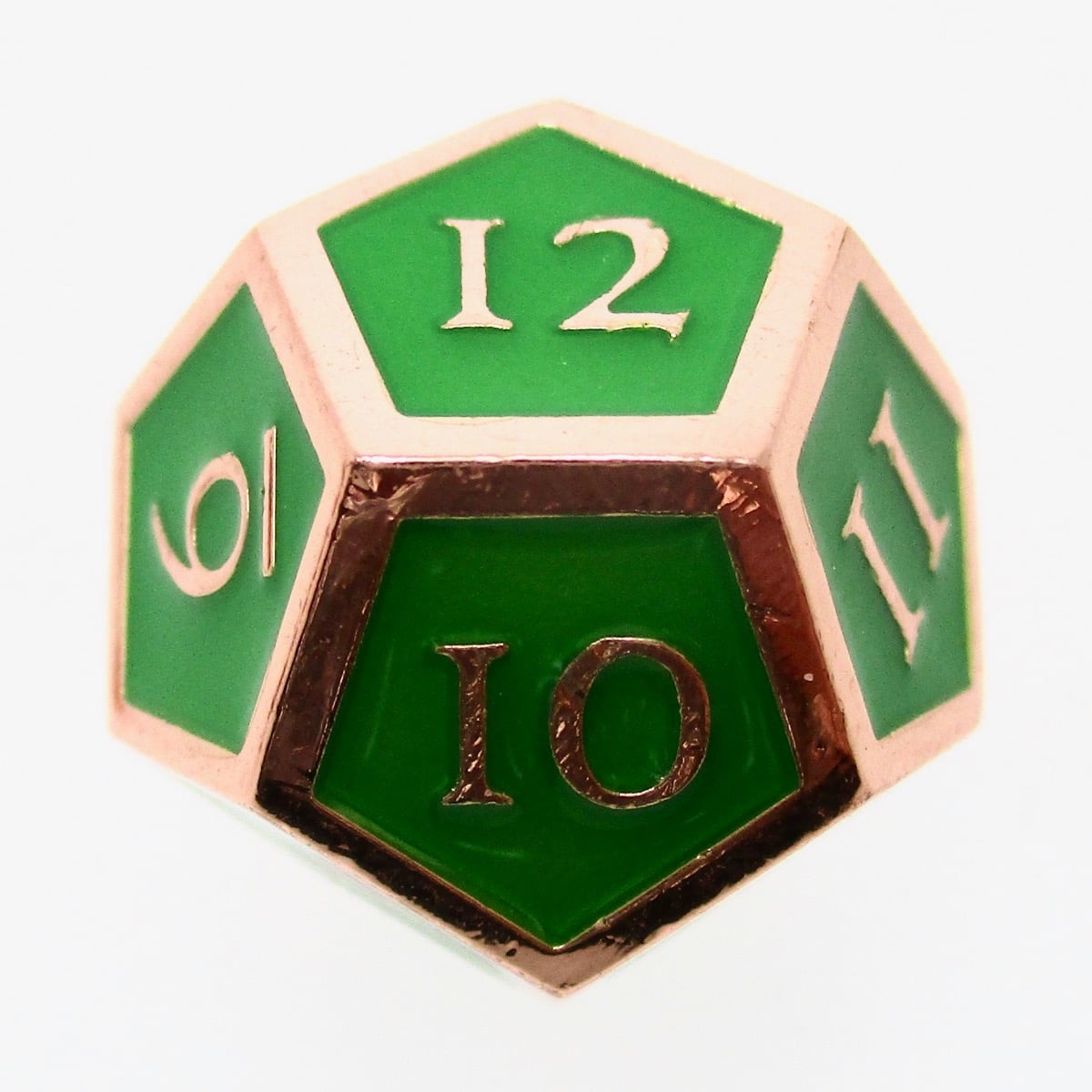 TDSO Metal Script Copper & Green D12 Dice