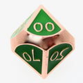 TDSO Metal Script Copper & Green Percentile Dice