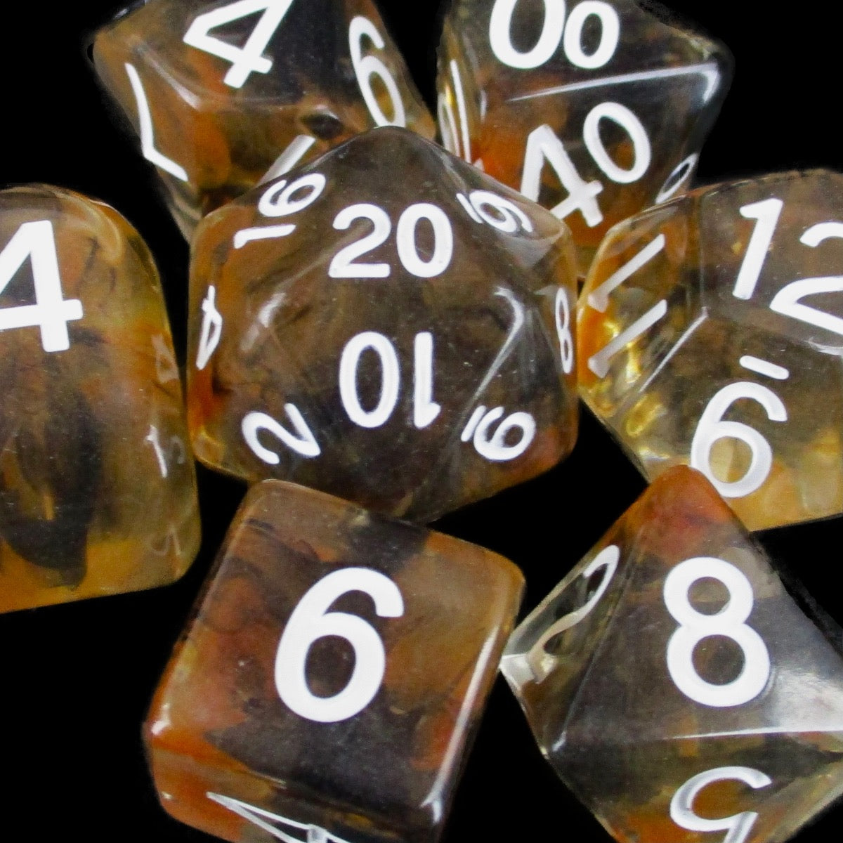 Role 4 Initiative Diffusion Lava Field 7 Dice Polyset with Arch D4