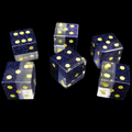 TDSO Fused Glass Zircon Diamond & Gemstone Goldstone Blue 6 x D6 Spot Dice Set