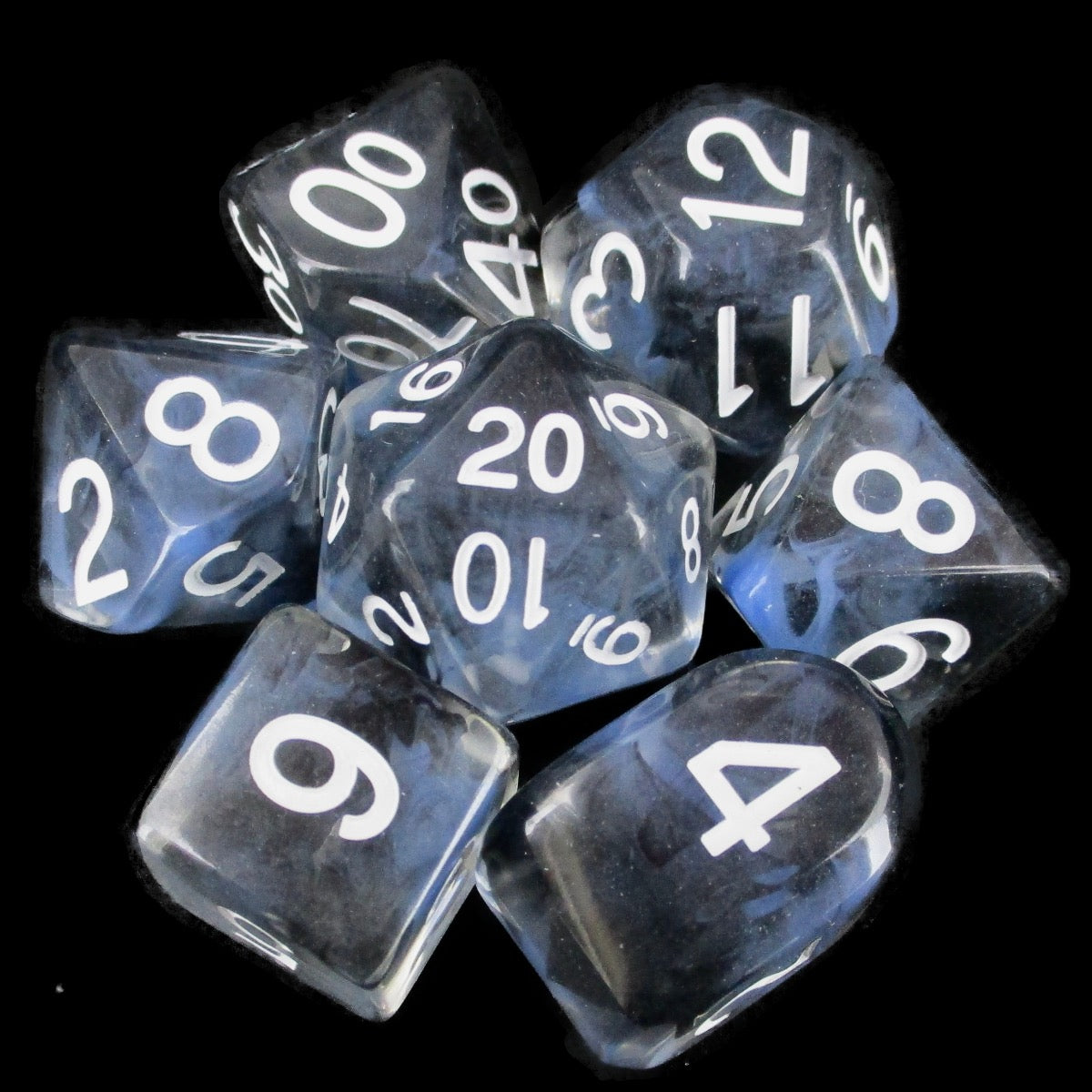 Role 4 Initiative Diffusion Midnight 7 Dice Polyset with Arch D4