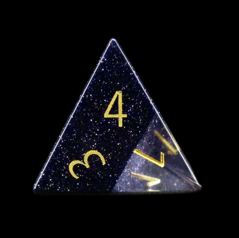 TDSO Fused Glass Zircon Diamond & Gemstone Goldstone Blue D4 Dice