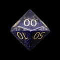 TDSO Fused Glass Zircon Diamond & Gemstone Goldstone Blue Percentile Dice