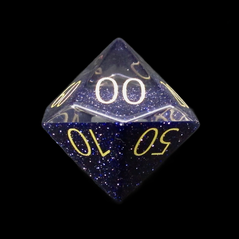 TDSO Fused Glass Zircon Diamond & Gemstone Goldstone Blue Percentile Dice