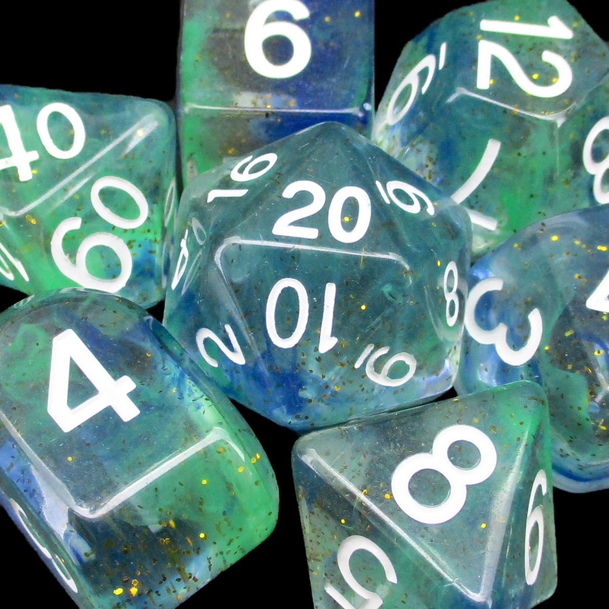 Role 4 Initiative Diffusion Neptunes Treasure 7 Dice Polyset with Arch D4