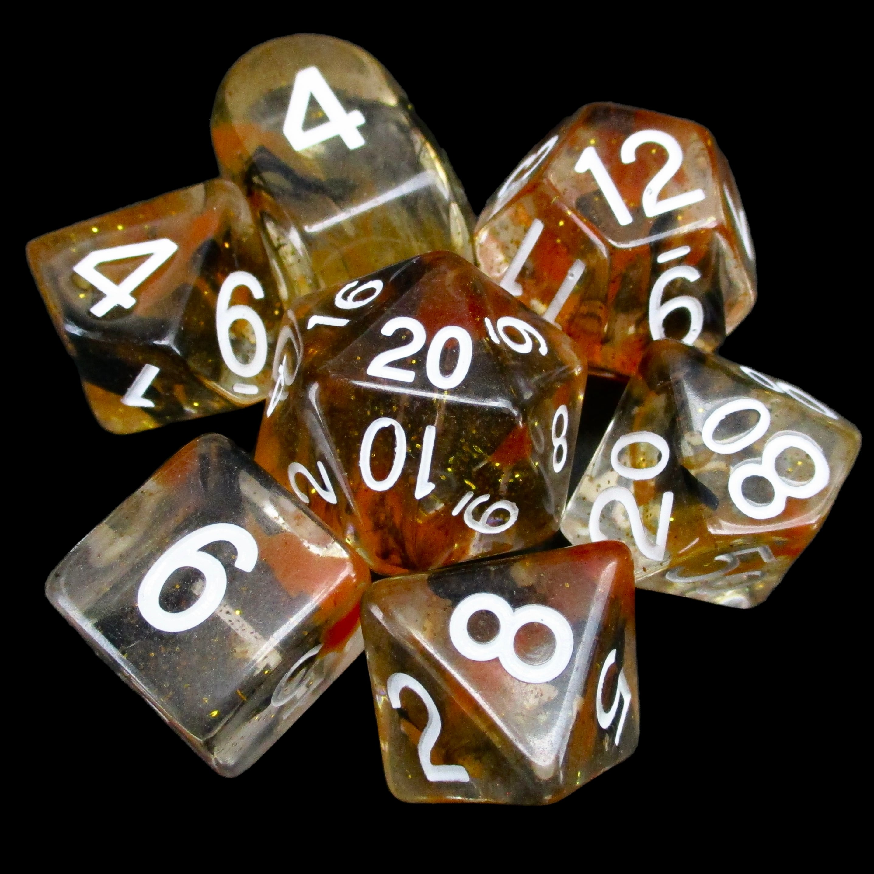 Role 4 Initiative Diffusion Volcanic Blast 7 Dice Polyset with Arch D4