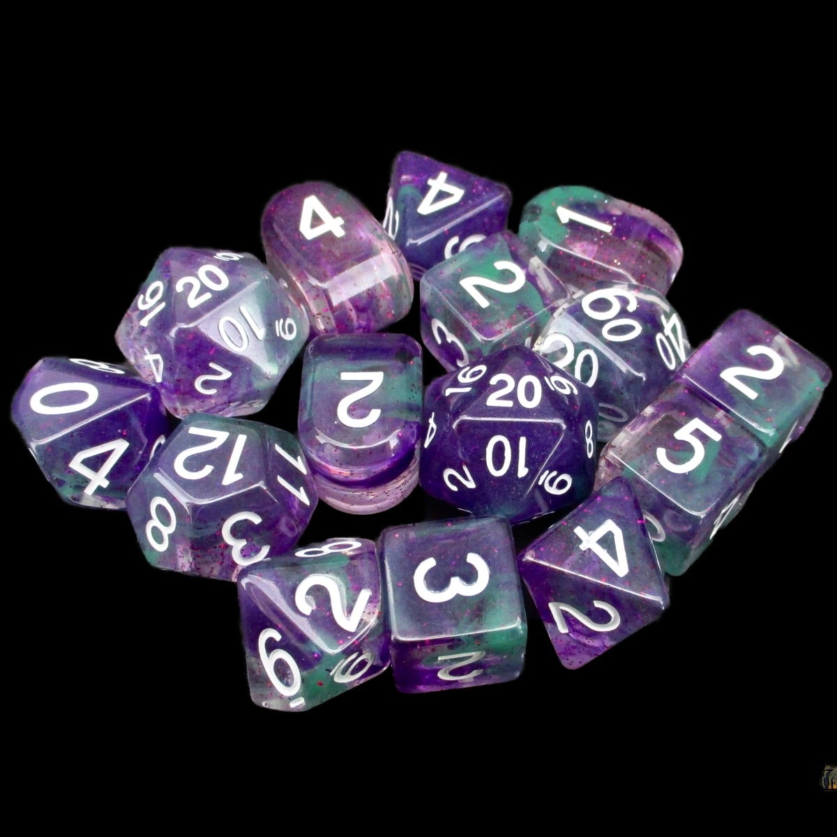 Role 4 Initiative Diffusion Goblin Green 15 Dice Polyset with Arch D4s