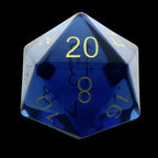 TDSO Zircon Glass Sapphire & Gold JUMBO 30mm D20 Dice