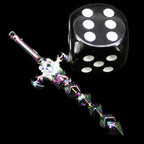 TDSO Miniature Metal Dice Sword Pendant - Rainbow