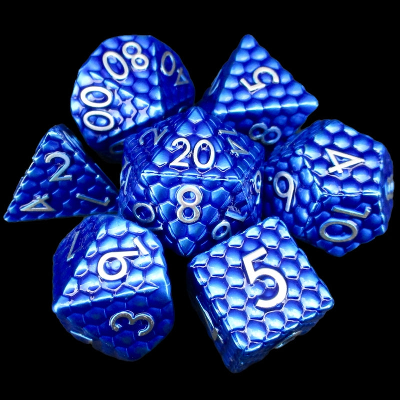 TDSO Metal Dragon Scale Blue & Silver 7 Dice Polyset