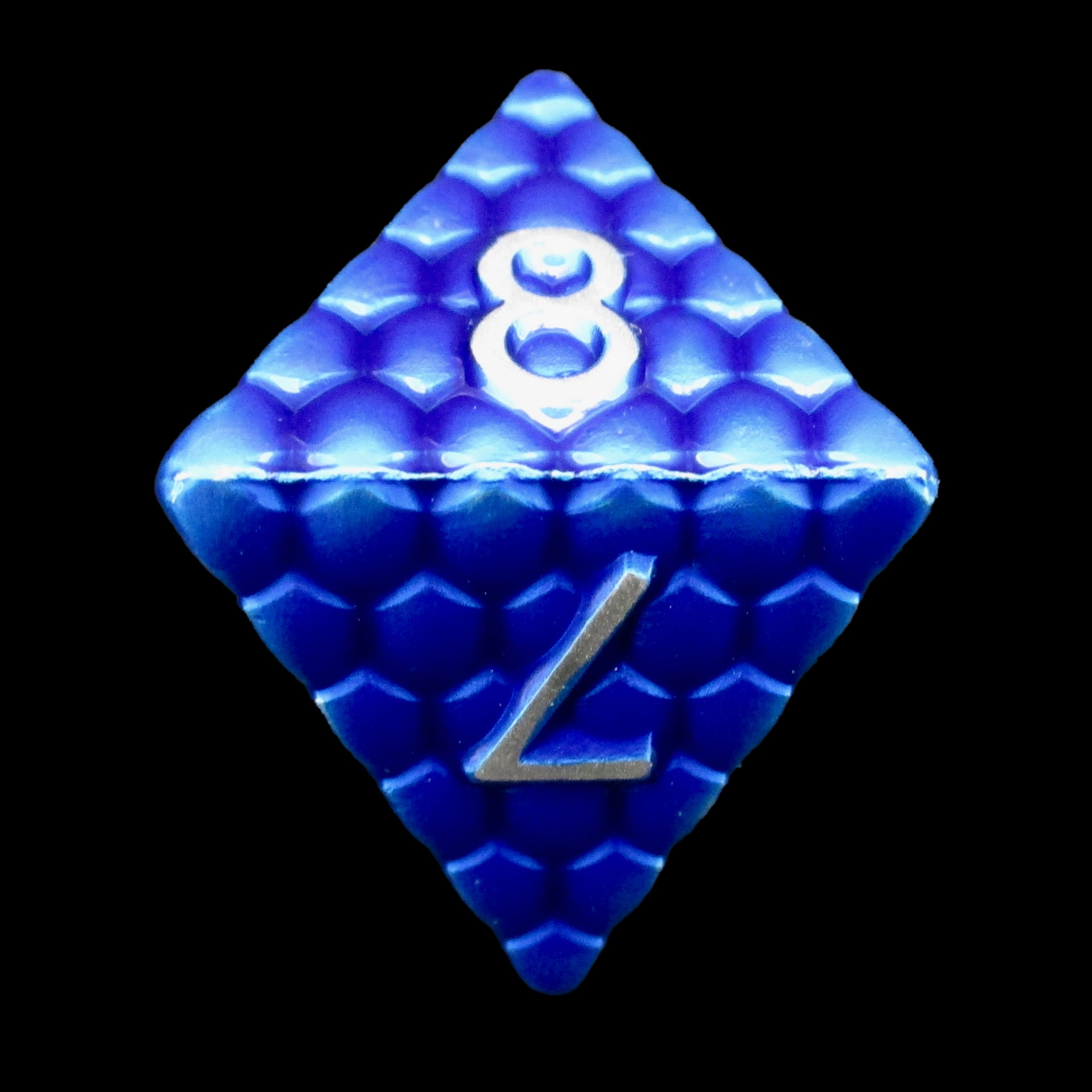 TDSO Metal Dragon Scale Blue & Silver D8 Dice