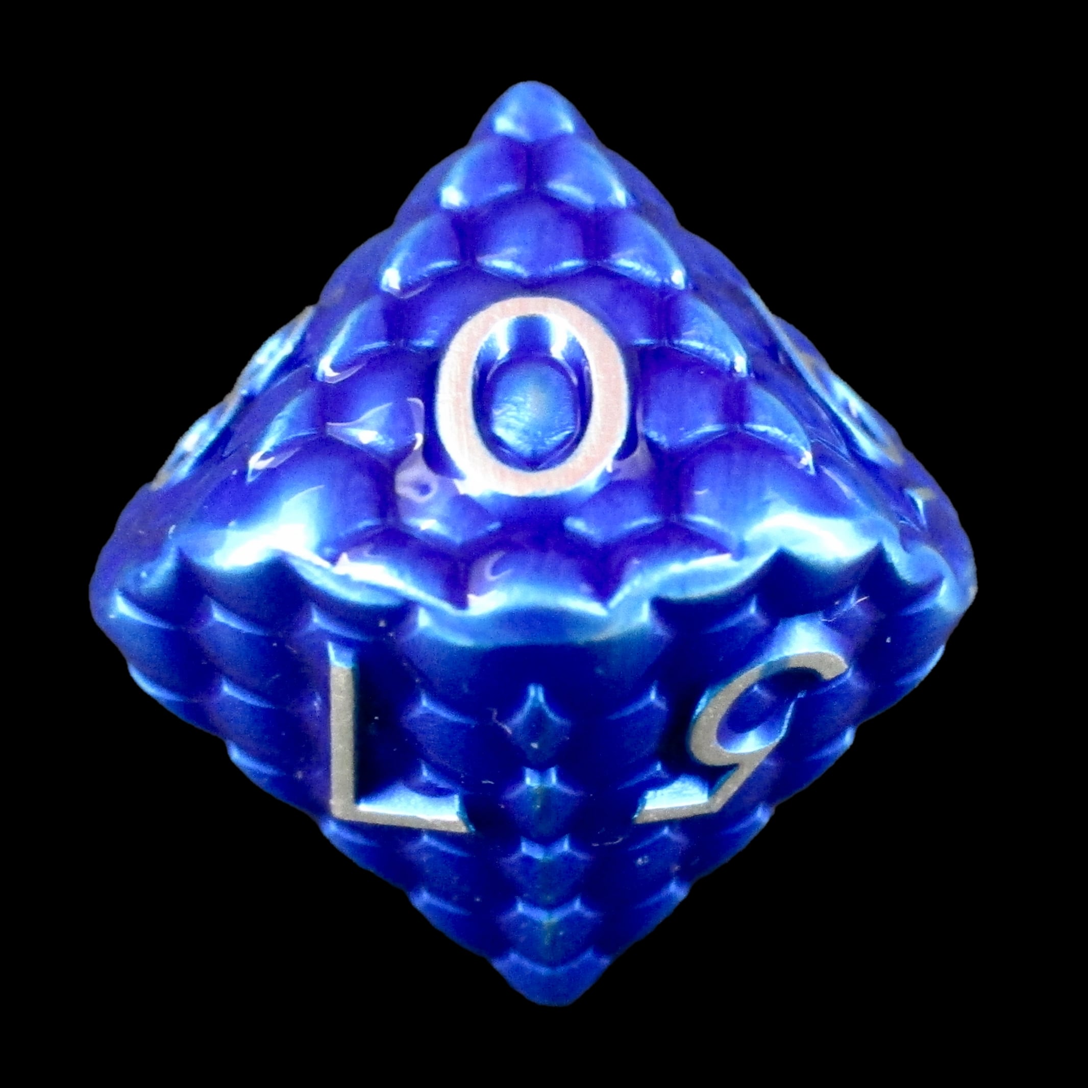 TDSO Metal Dragon Scale Blue & Silver D10 Dice