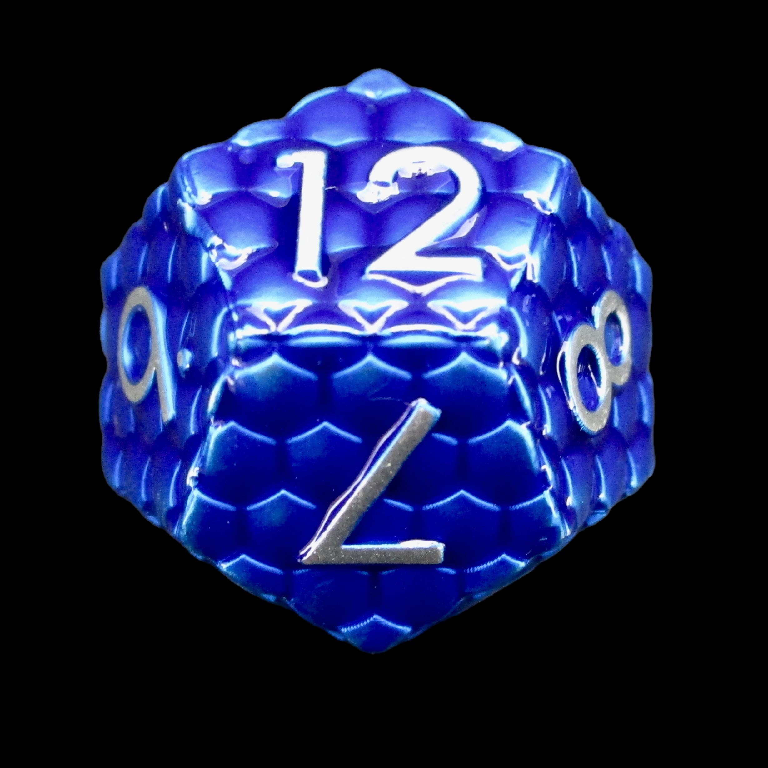 TDSO Metal Dragon Scale Blue & Silver D12 Dice