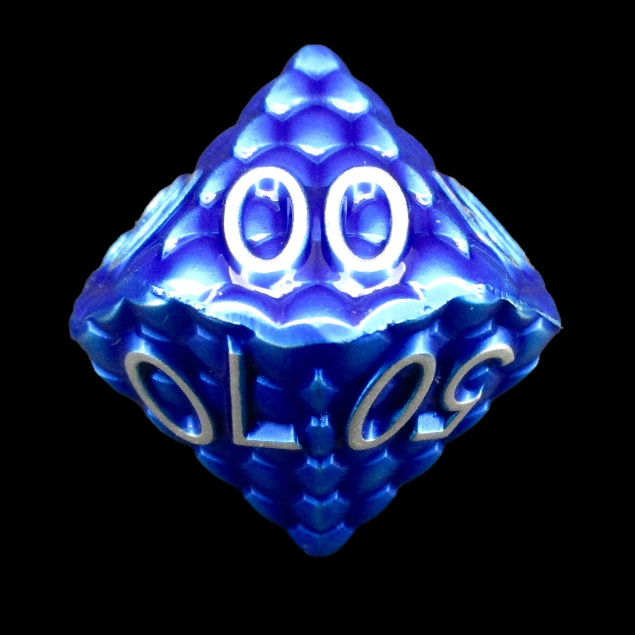 TDSO Metal Dragon Scale Blue & Silver Percentile Dice