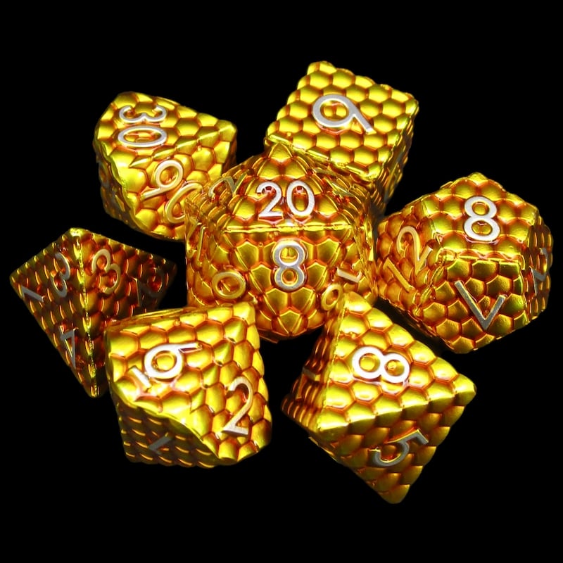 TDSO Metal Dragon Scale Gold & Silver 7 Dice Polyset