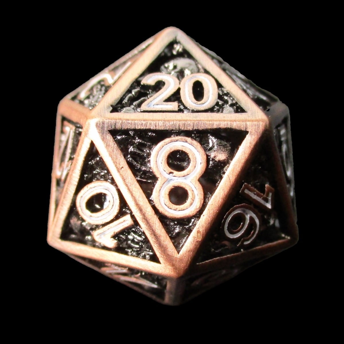 HALF PRICE CLEARANCE TDSO Metal Hollow Skull Antique Copper D20 Dice