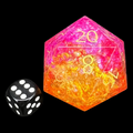 HALF PRICE CLEARANCE TDSO Fused Glass Fire GODSTONE MASSIVE 50mm D20 Dice