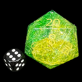 HALF PRICE CLEARANCE TDSO Fused Glass Earth GODSTONE MASSIVE 50mm D20 Dice