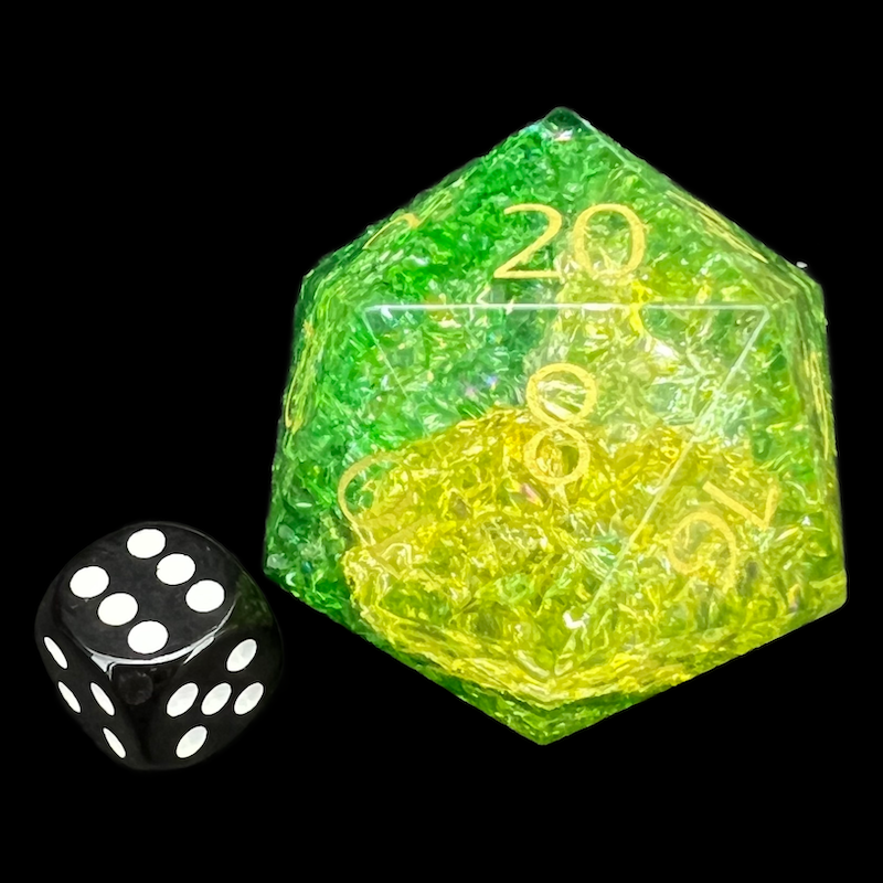 HALF PRICE CLEARANCE TDSO Fused Glass Earth GODSTONE MASSIVE 50mm D20 Dice