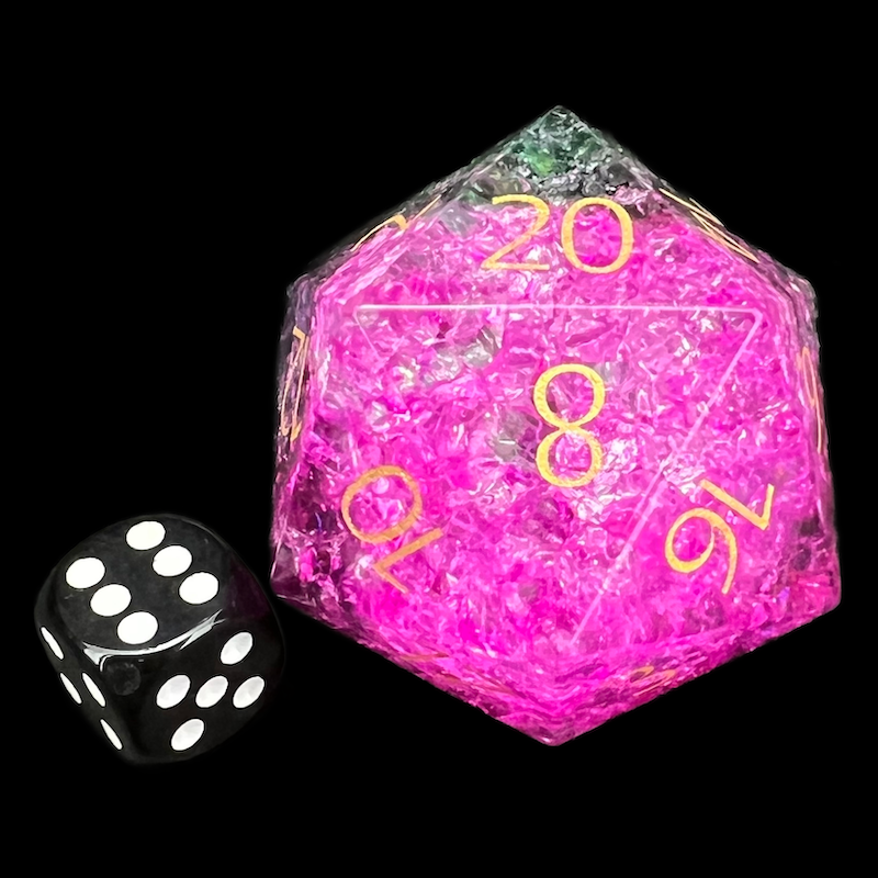 HALF PRICE CLEARANCE TDSO Fused Glass Chaos GODSTONE MASSIVE 55mm D20 Dice
