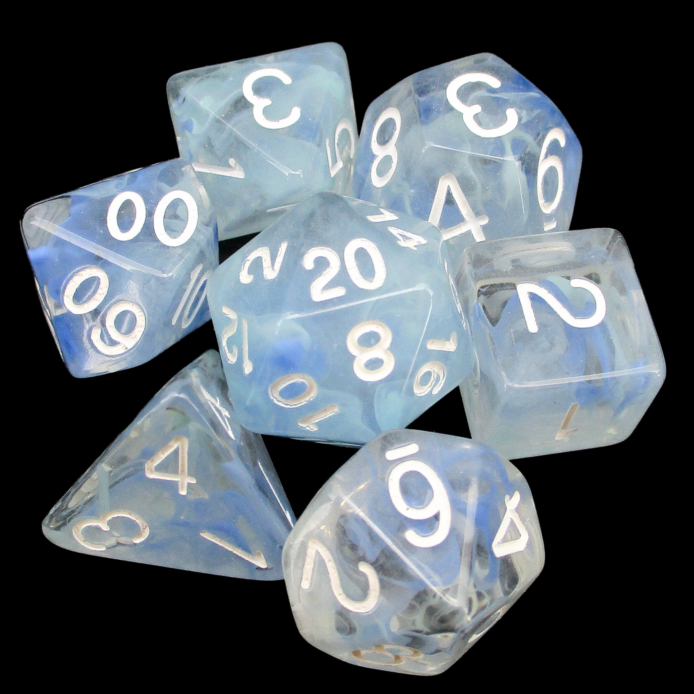 Role 4 Initiative Diffusion Blue Sky 7 Dice Polyset with Arch D4