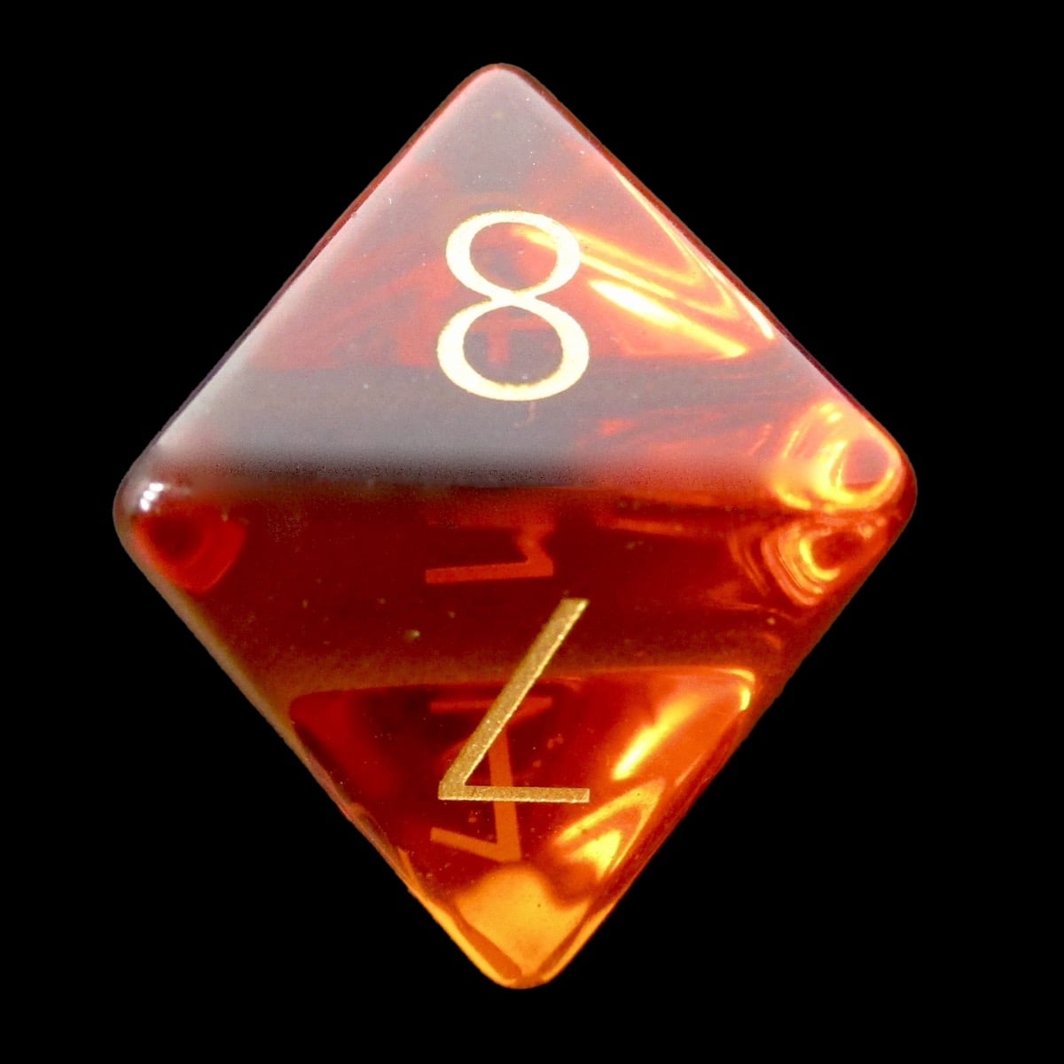 TDSO Zircon Glass Orange Topaz & Gold D8 Dice