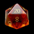 TDSO Zircon Glass Orange Topaz & Gold D20 Dice