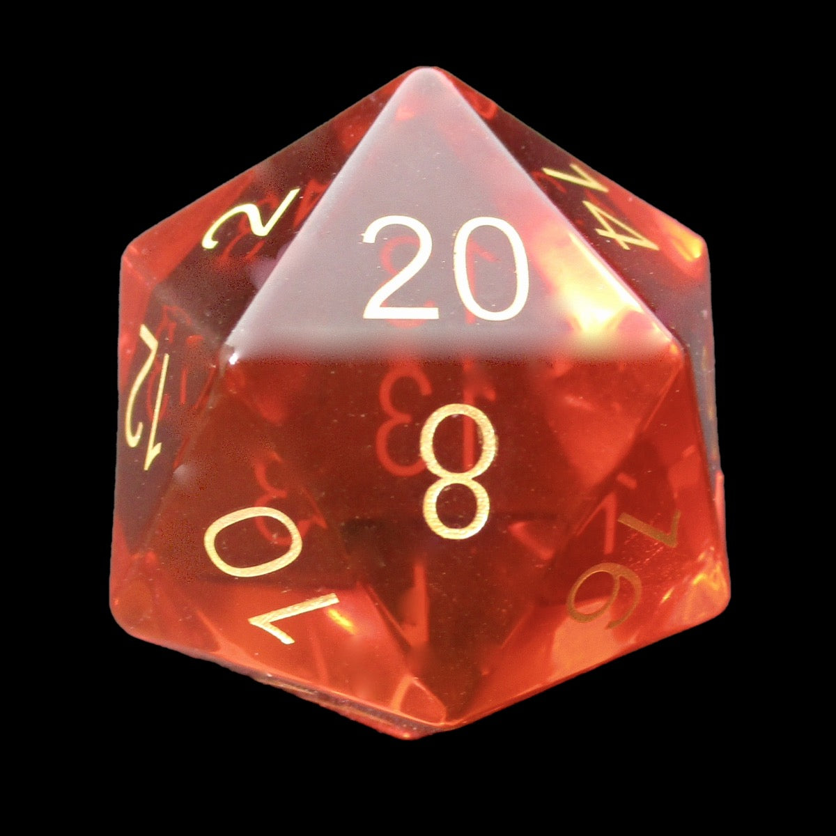 TDSO Zircon Glass Orange Topaz & Gold JUMBO 30mm D20 Dice
