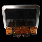 TDSO Zircon Glass Orange Topaz & Gold 6 x D6 Spot Dice Set