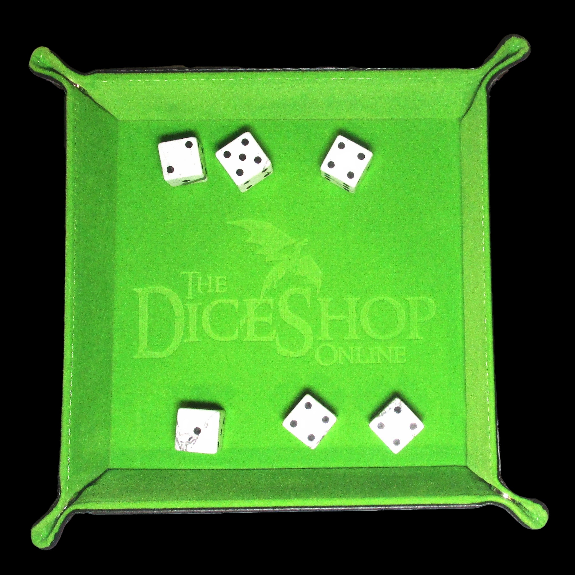 HALF PRICE TDSO Folding Bright Green Square Felt Dice Tray