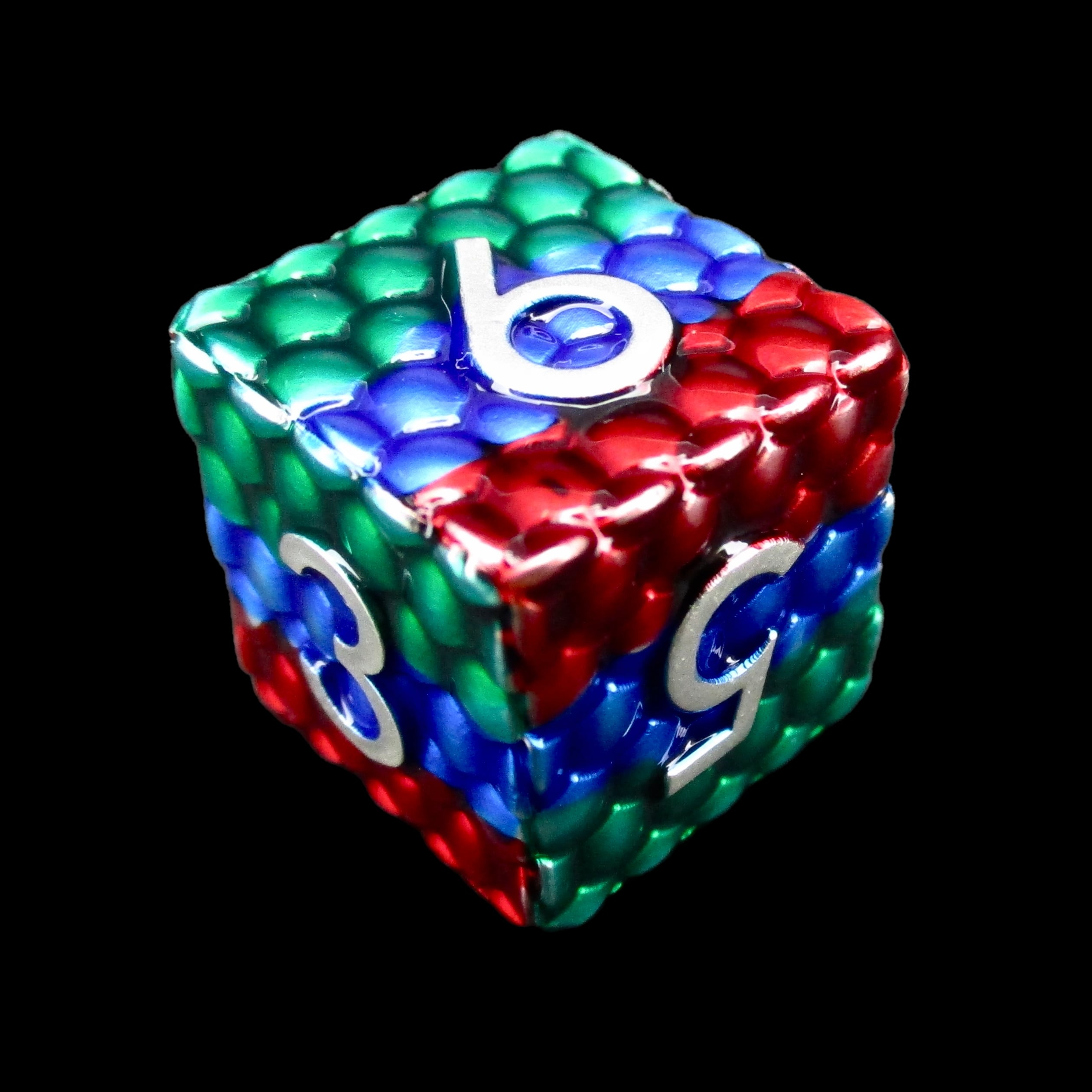 TDSO Metal Dragon Scale Rainbow & Silver D6 Dice