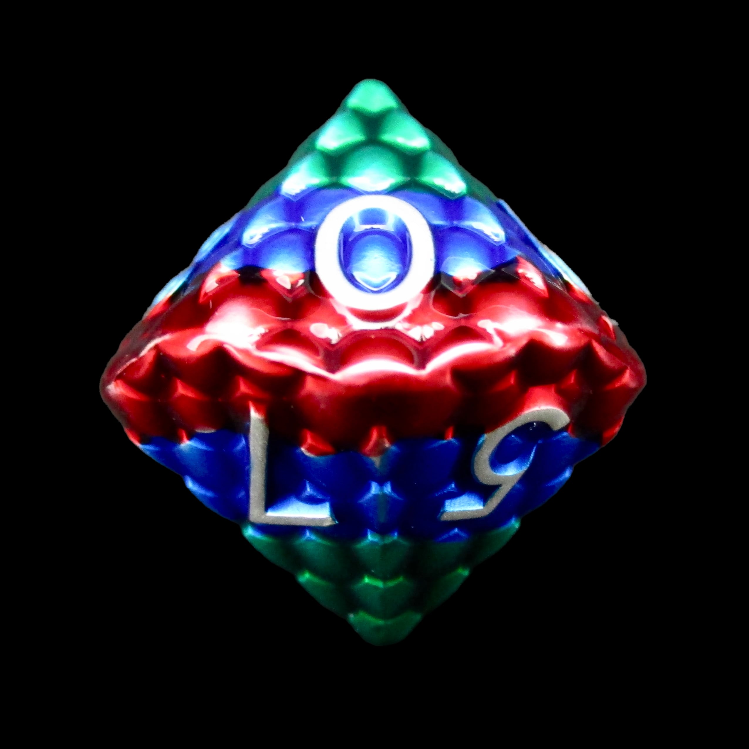 TDSO Metal Dragon Scale Rainbow & Silver D10 Dice