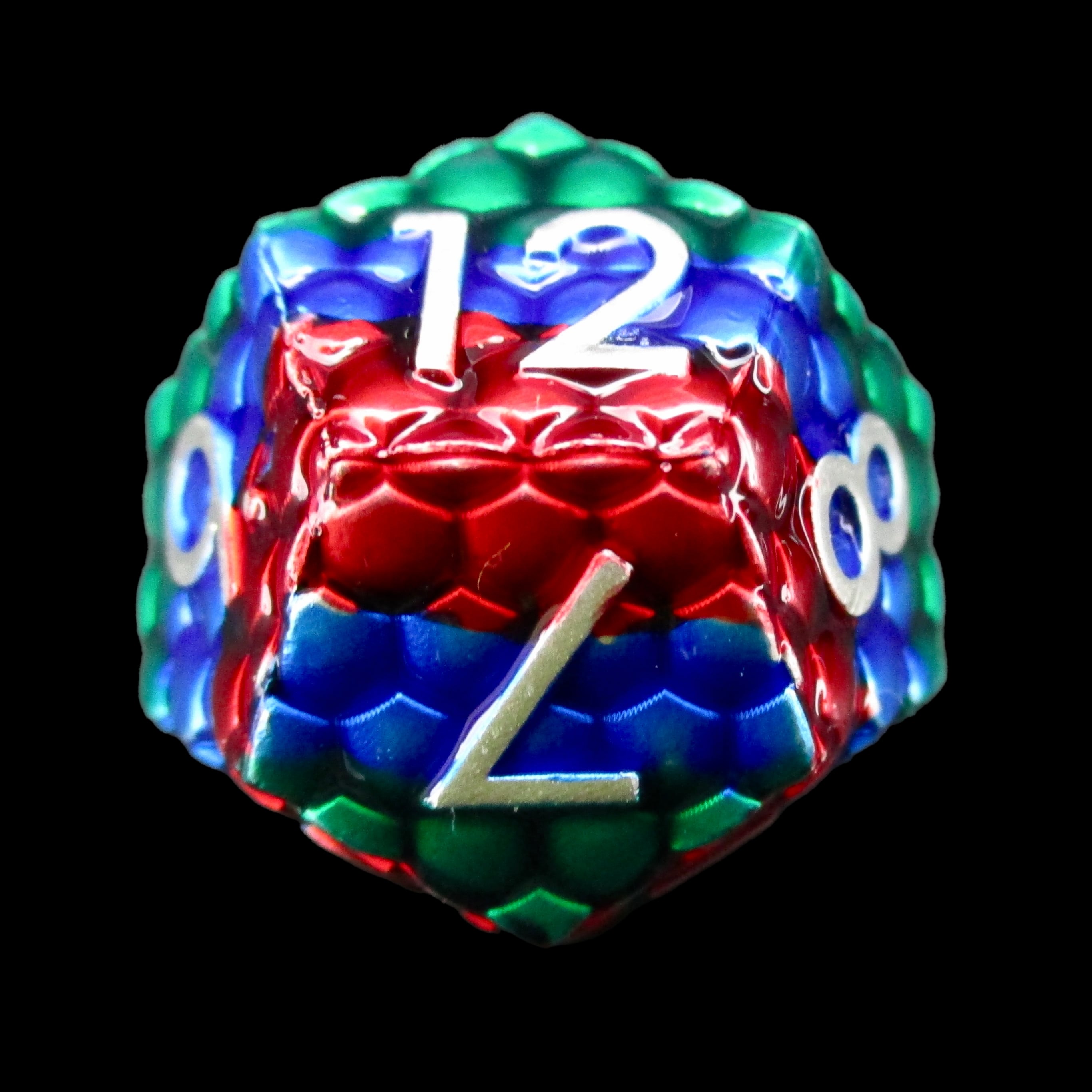 TDSO Metal Dragon Scale Rainbow & Silver D12 Dice