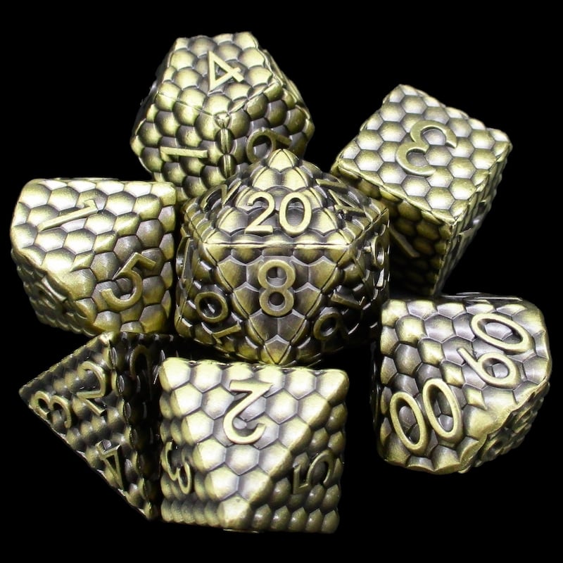 TDSO Metal Dragon Scale Antique Bronze 7 Dice Polyset