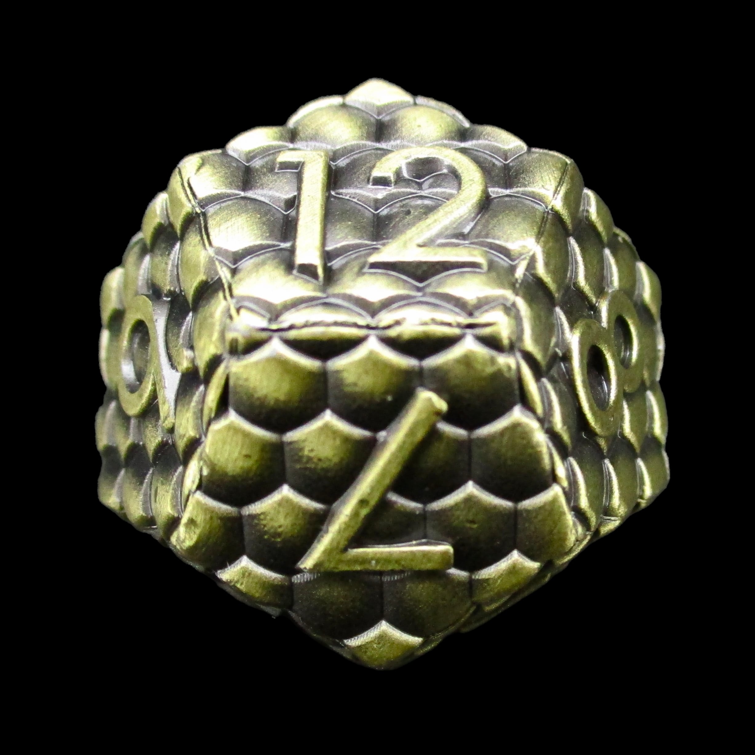TDSO Metal Dragon Scale Antique Bronze D12 Dice