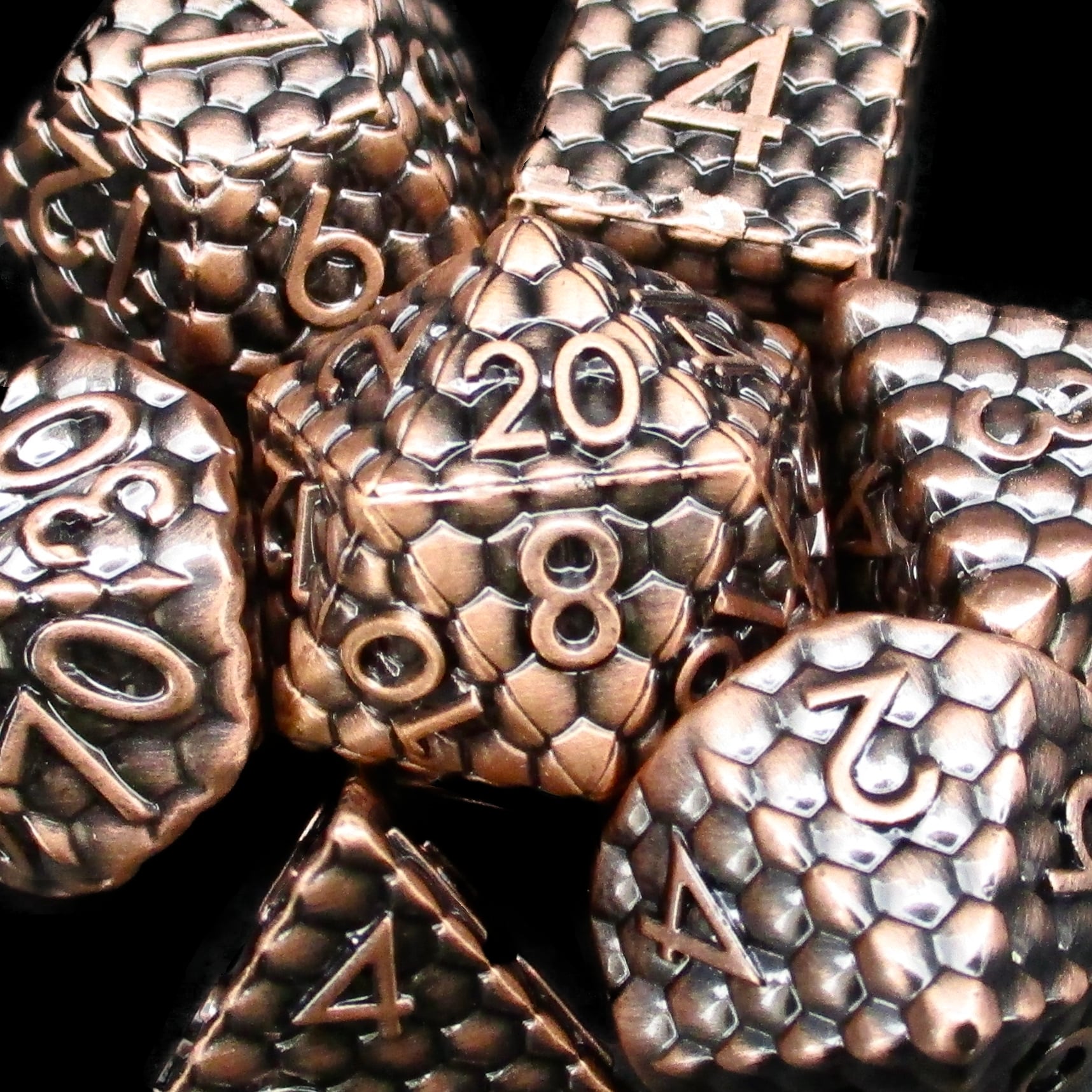 TDSO Metal Dragon Scale Antique Copper D20 Dice