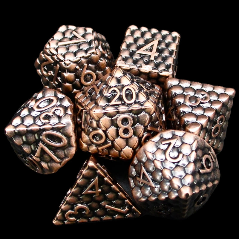 TDSO Metal Dragon Scale Antique Copper 7 Dice Polyset