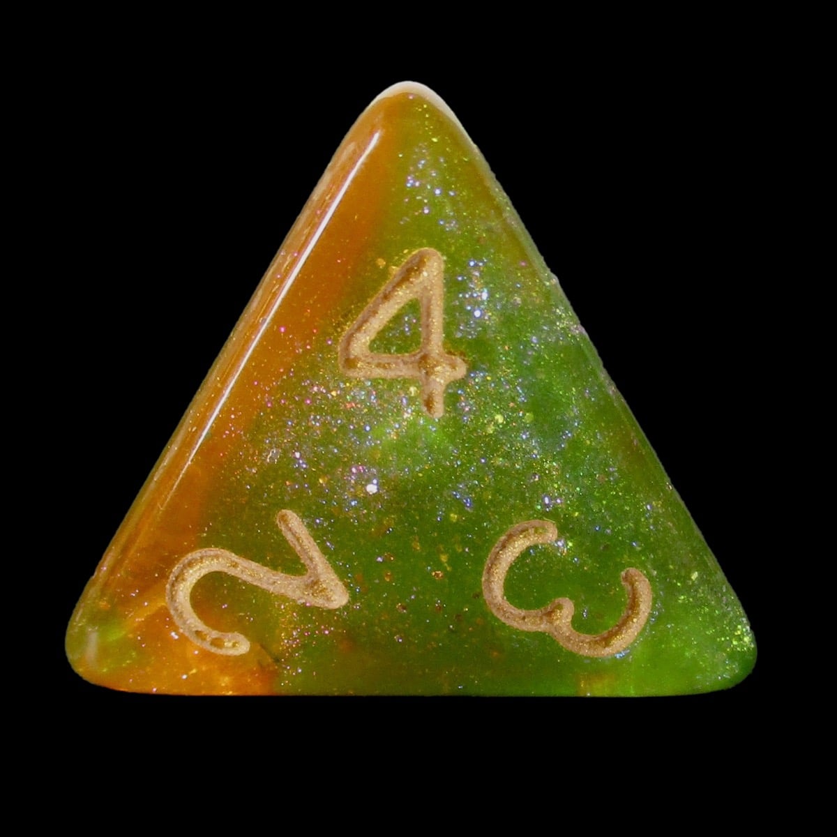 HALF PRICE CLEARANCE TDSO Phoenix Multi Glitter Green Orange & Pink D4 Dice