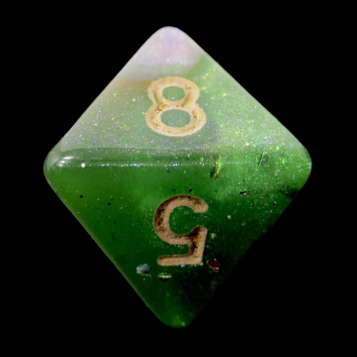 HALF PRICE CLEARANCE TDSO Phoenix Multi Glitter Green Orange & Pink D8 Dice