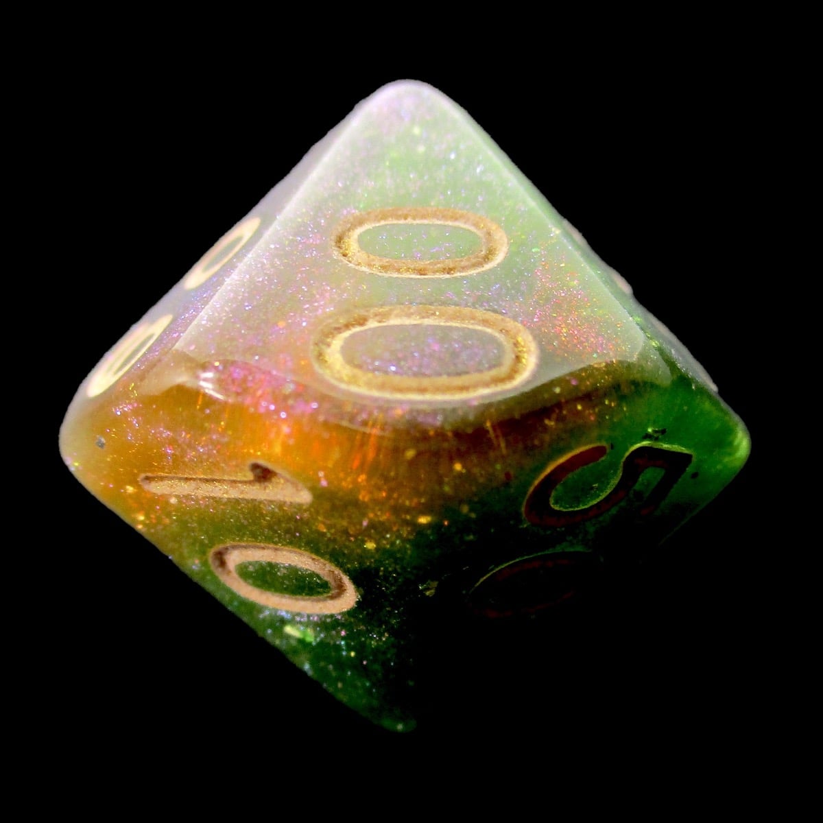 HALF PRICE CLEARANCE TDSO Phoenix Multi Glitter Green Orange & Pink Percentile Dice