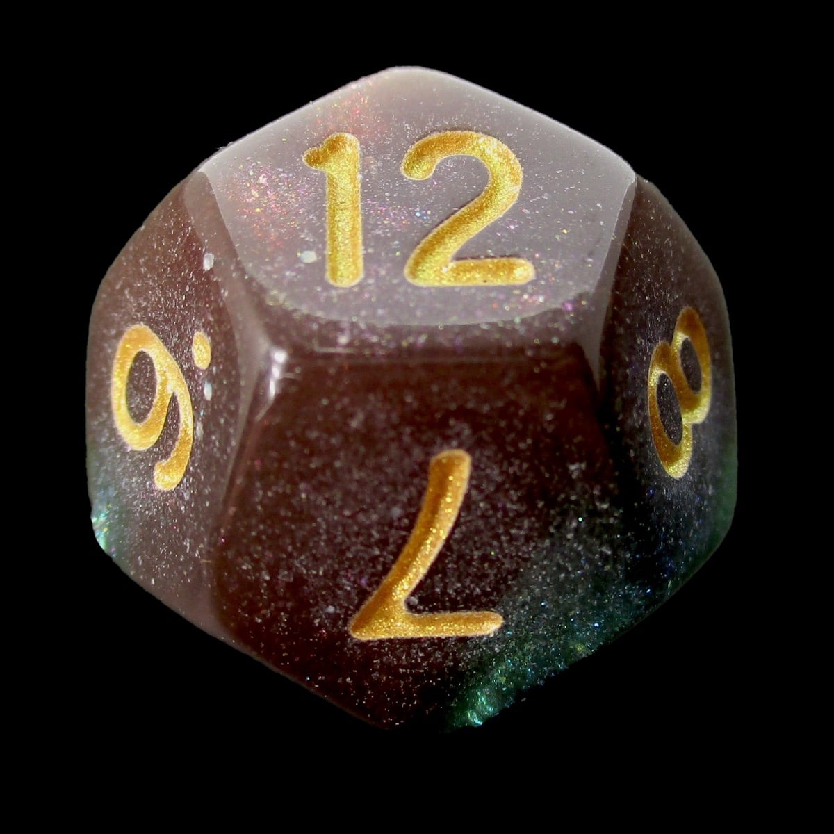 HALF PRICE CLEARANCE TDSO Phoenix Multi Glitter Green Purple & Teal D12 Dice