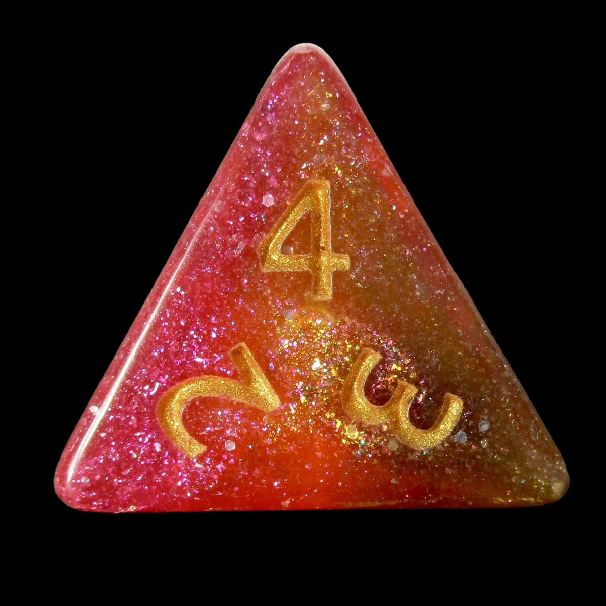 HALF PRICE CLEARANCE TDSO Phoenix Multi Glitter Gold Green & Pink D4 Dice