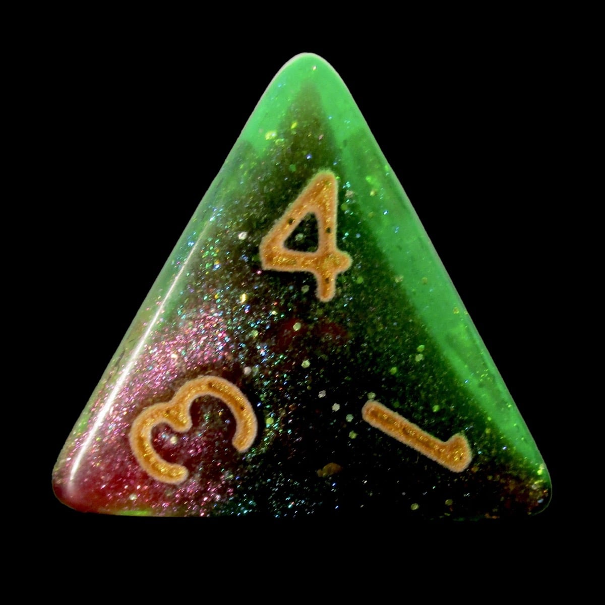 HALF PRICE CLEARANCE TDSO Phoenix Multi Glitter Gold Green & Purple D4 Dice