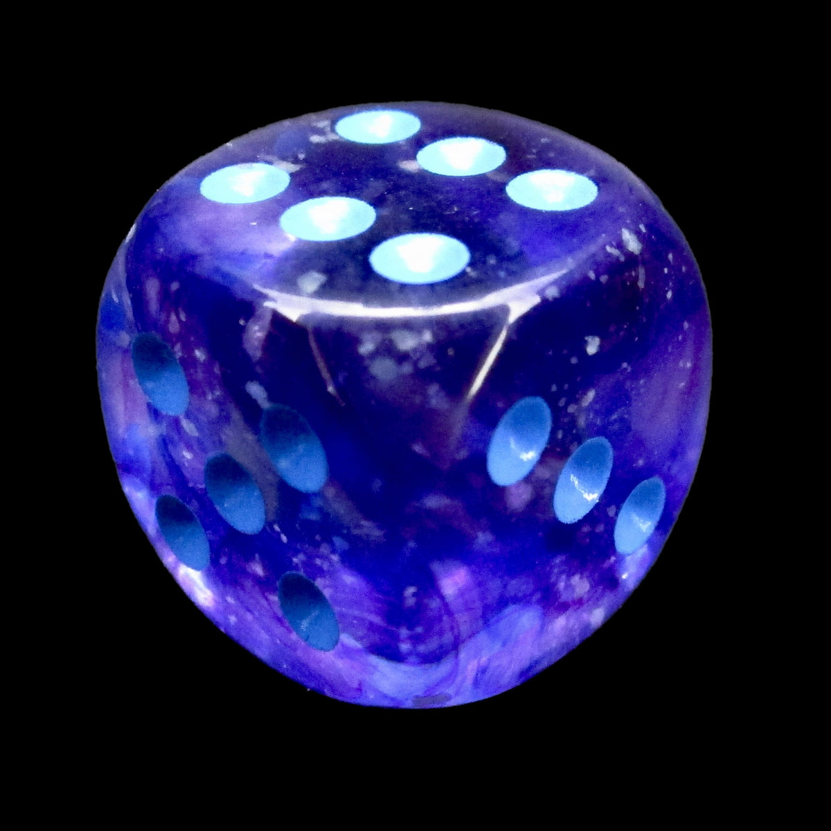 Chessex Nebula Nocturnal & Blue Luminary Glow In Dark 16mm D6 Spot Dice