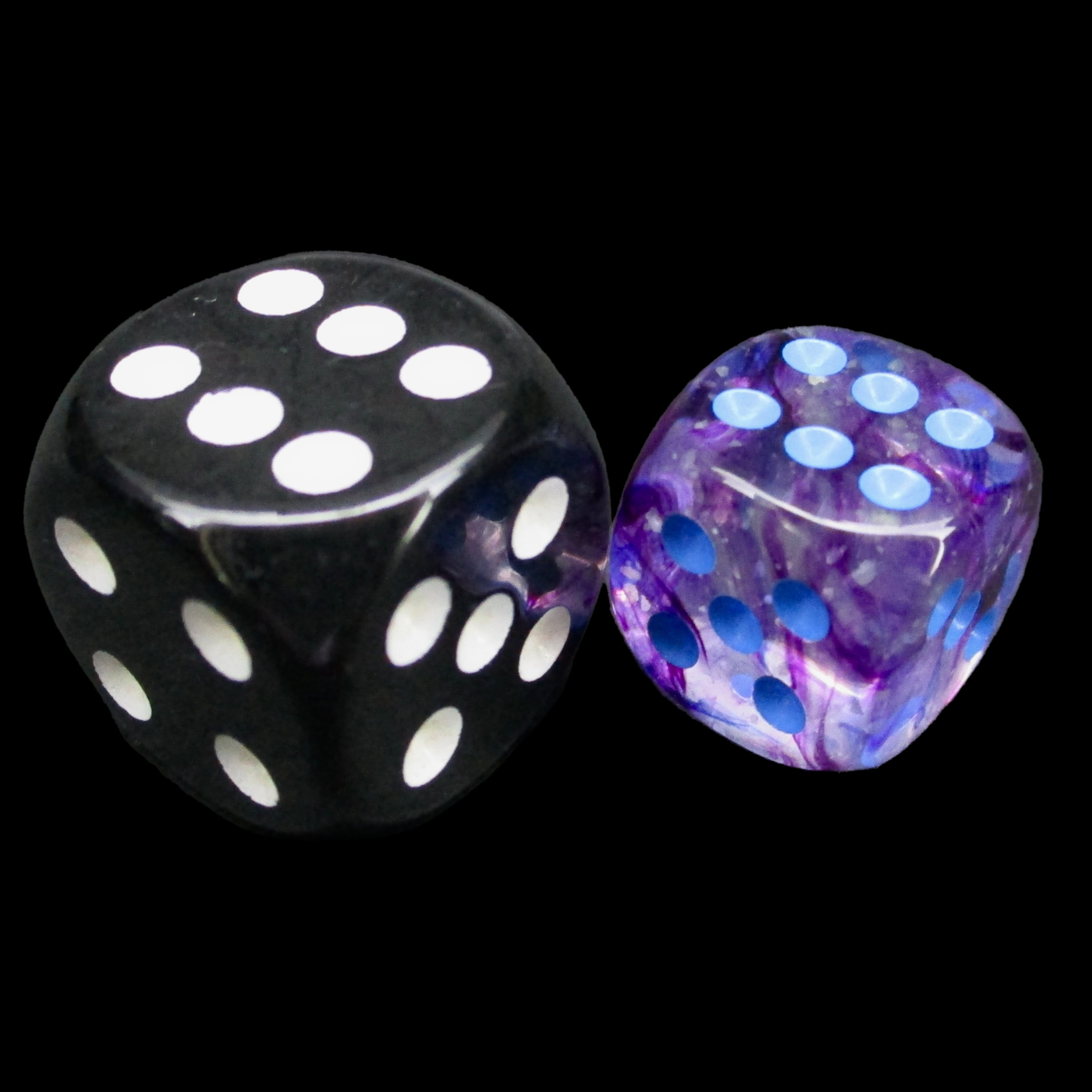 Chessex Nebula Nocturnal & Blue Luminary Glow In Dark 12mm D6 Spot Dice