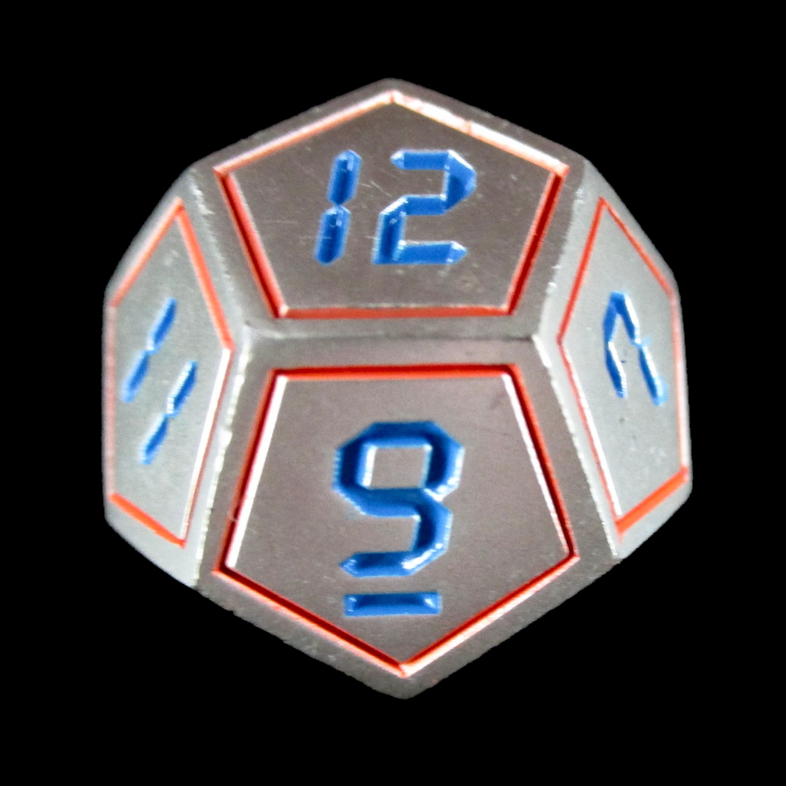 TDSO Metal Digital Steel Red &amp; Blue D12 Dice