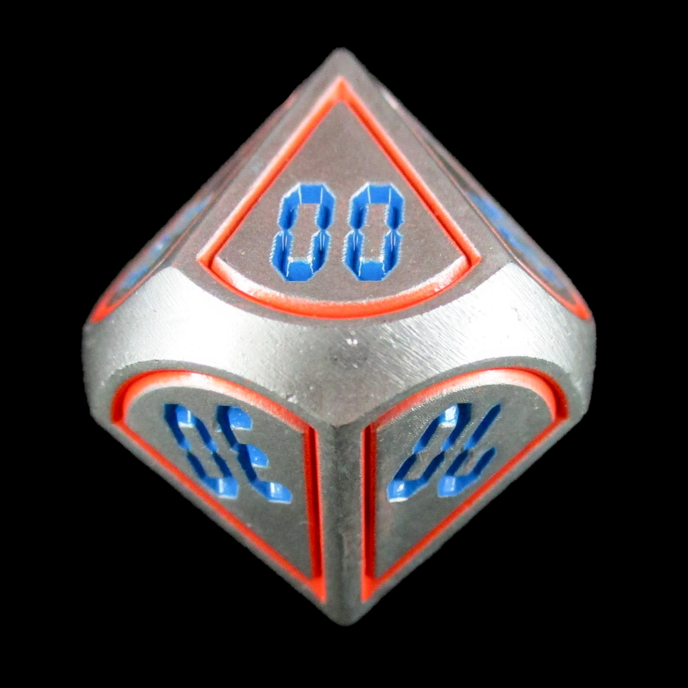 TDSO Metal Digital Steel Red &amp; Blue Percentile Dice