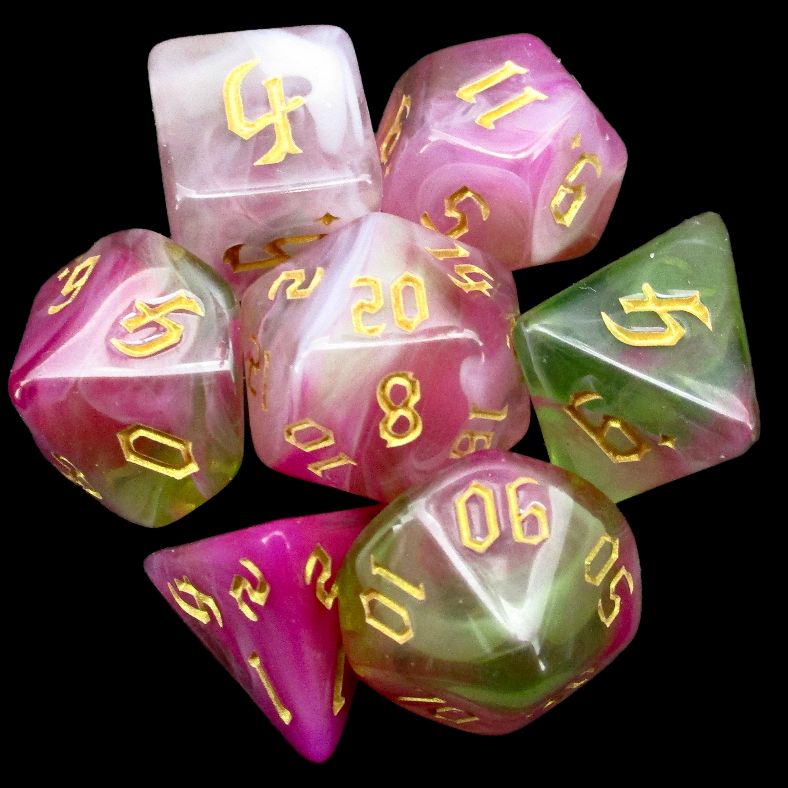 TDSO Gothic Script Superbloom 7 Dice Polyset